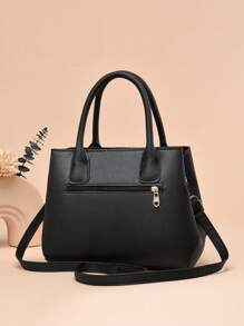 Old Moeny，轻便，商务休闲蝴蝶结和金属心形吊饰挎包，母亲节礼物，适合妈妈、女士、新手和白领工作者，适合少女、女大学生、新手和白领工作者，非常适合办公室、大学、工作、商务、通勤、户外、旅行、郊游 - 黑色 - 查看 2