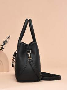 Old Moeny，轻便，商务休闲蝴蝶结和金属心形吊饰挎包，母亲节礼物，适合妈妈、女士、新手和白领工作者，适合少女、女大学生、新手和白领工作者，非常适合办公室、大学、工作、商务、通勤、户外、旅行、郊游 - 黑色 - 查看 5