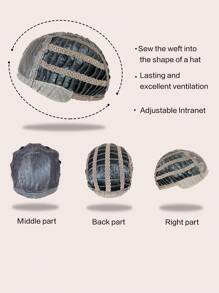 Peluca sintética corto recto con tupe - Negro - Ver 7