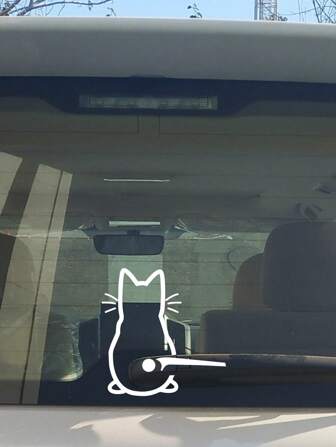 Cat Rear Window Wiper Decal Rearview Mirror Sticker Women's Rearview Mirror Car Sticker Vinyl Sticker Car Scratch Protection Film Glass Decorative Car Sticker, Suitable For Window Stickers Exquisite Car Sticker, Suitable For Cars, Computers, Bicycles Decorative Sticker For Rearview Mirror Car Decoration Accessories Women's Car Accessories