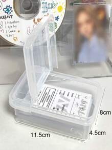 1pc Clear Mini Stationery Storage Box, Simple Portable Desk Holder For Student, Office Stationery Card Storage - Clear - View 2