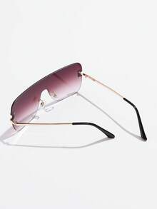 Gafas de sol sin montura de montura plana - Marrón - Ver 4