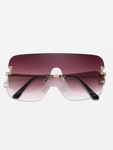 Gafas de sol sin montura de montura plana - Marrón - Ver 5