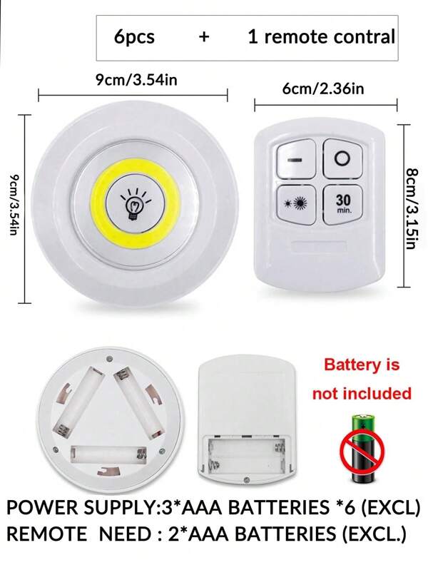 SHEIN 6pcs Remote Control Touch Functional Night Light, Intelligent