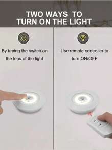 6pcs White Touch Dimmable Led Closet Lights, Battery Operated, Self Adhesive Wall Lights With Remote Control - White - View 6