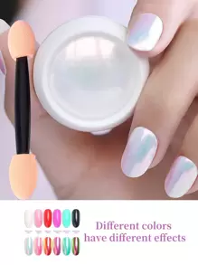 1 盒美甲闪光粉 带工具 DIY 指甲饰品 指甲宝石 指甲用品 - 白色 - 查看 2