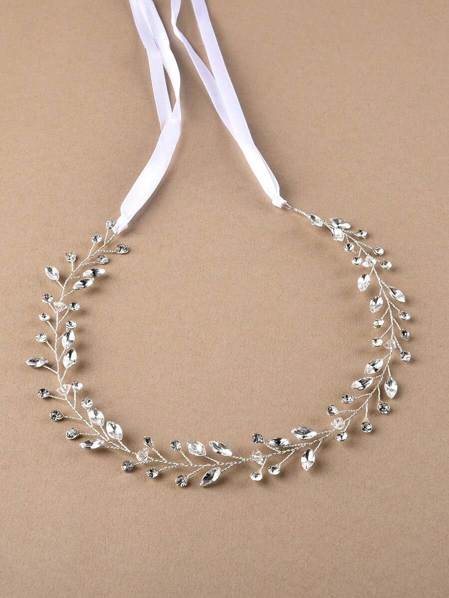 Rhinestone Decor Bridal Hair Band Elegant - Silver - View 1