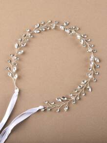 Rhinestone Decor Bridal Hair Band Elegant - Silver - View 3