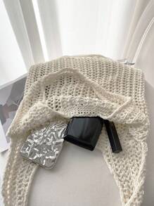 Lightweight,Casual Hollow Out Design Crochet Bag Medium Vacation For Teen Girls Women College Students Perfect For College,Outdoors,Travel,Outings,School Bag,Large Capacity,Portable,For Teen Girls Women College Students,White-Collar Workers,Perfect For Work,Back To School,Middle School,High School,College,Vacation, Beach Purse, Perfect For Summer, Vacation & Daily Use, Travel Must Haves, Beach Necessities,Beach Essentials,Beach Stuff & Summer Essentials, Hottest Beach Bags