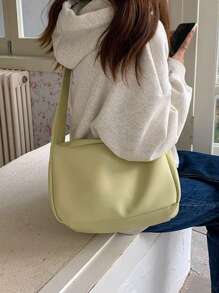 Túi Hobo tối giản PU mềm - Màu Mù tạt vàng - Xem 4