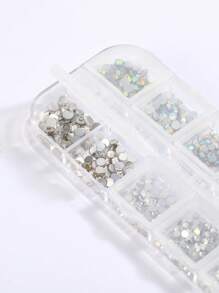 1 caja de decoración de arte de uñas con rhinestones, dijes, gemas y suministros para uñas DIY - Multicolor - Ver 2