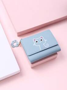 Coin Wallet Cat Pattern Claw Charm PU