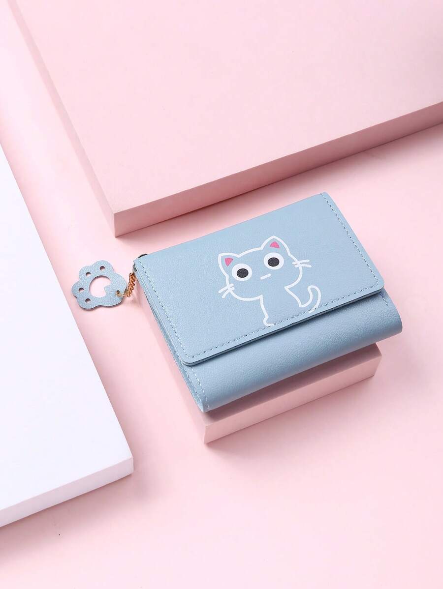 Coin Wallet Cat Pattern Claw Charm PU