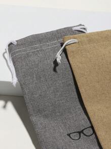 2pcs Glasses Print Drawstring Design Glasses Bag - Multicolor - View 4