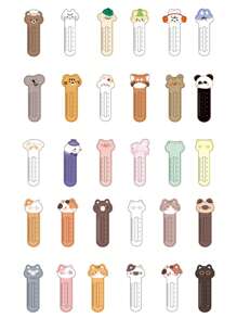 30入組卡通可愛動物形狀書籤紙質多用途閱讀書籤