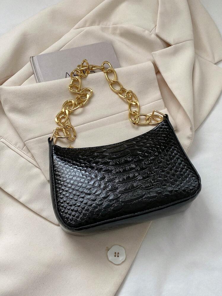 Mini Shoulder Bag Crocodile Embossed Chain Strap SHEIN