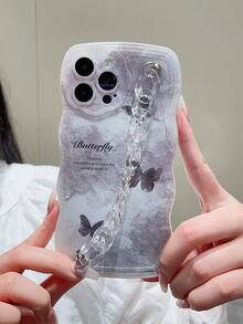 Funda para móvil con patrón de mariposa con con tira de mano - Multicolor - Ver 2