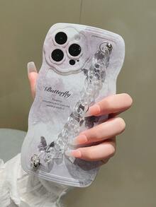 Funda para móvil con patrón de mariposa con con tira de mano - Multicolor - Ver 3