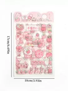 4入組混合圖案什錦貼紙可愛多用途貼紙適用於DIY工藝品、裝飾品、手帳 - 粉色 - 查看 3