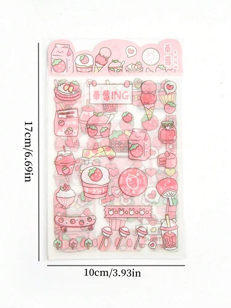4pcs Mixed Pattern Assorted Sticker, Cute Multi-purpose Sticker For DIY Craft, Decoration, Hand Account - Pink - View 3