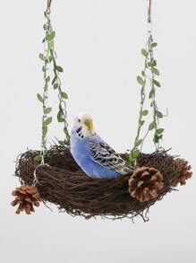 1入組編織設計懸掛鸚鵡屋適用於鳥類生活 - 棕色 - 查看 4