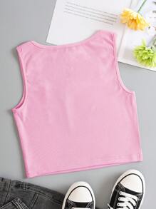 INAWLY Áo khoác và áo lót dành cho xe tăng nữ Gân đan màu trơn Giải trí - Màu Hồng baby - Xem 2