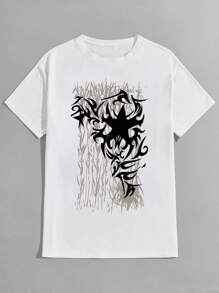 ROMWE MEN Guys Star Graphic Tee - White - View 1