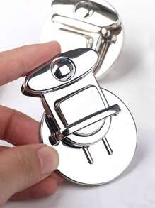 2pcs Solid Colour Push Lock For Bag DIY - Silver - View 1