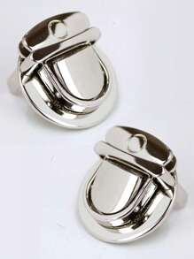 2pcs Solid Colour Push Lock For Bag DIY - Silver - View 2