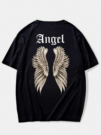 Goth Men Wings Letter Graphic Tee