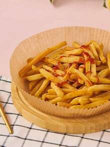 50入組炸氣鍋用紙盤，簡約圓形一次性油紙，適用於烘焙空氣炸鍋廚房、內襯烤盤油紙、炸氣鍋用紙、氣炸鍋 - 棕色 - 查看 4