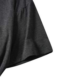 ROMWE MEN Street Life 男式标语图案 T 恤，学校 - 深灰色 - 查看 4