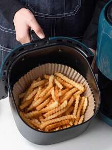 50入組炸氣鍋用紙盤，簡約圓形一次性油紙，適用於烘焙空氣炸鍋廚房、內襯烤盤油紙、炸氣鍋用紙、氣炸鍋 - 棕色 - 查看 6