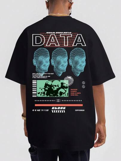 Guys Slogan & Figure Graphic Tee