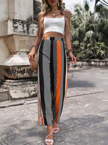 SHEIN VCAY Polka Dot & Striped Print Trousers - Multicolor - View 5