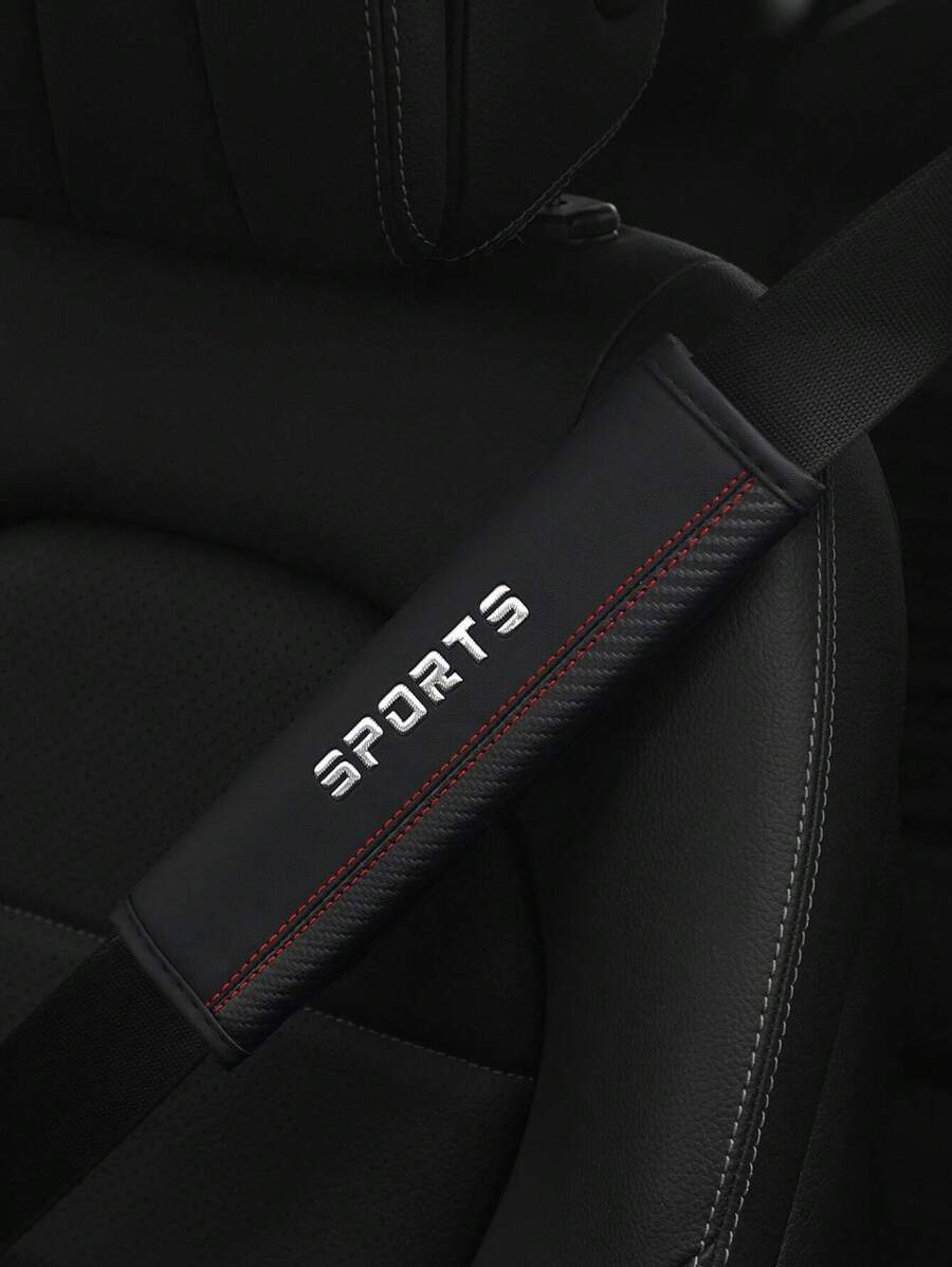 MEIKAXIU 1pc Letter Graphic PU Car Seat Belt Cover