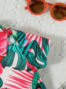 嬰兒熱帶圖案襯衫和短褲 - 彩色 - 查看 6