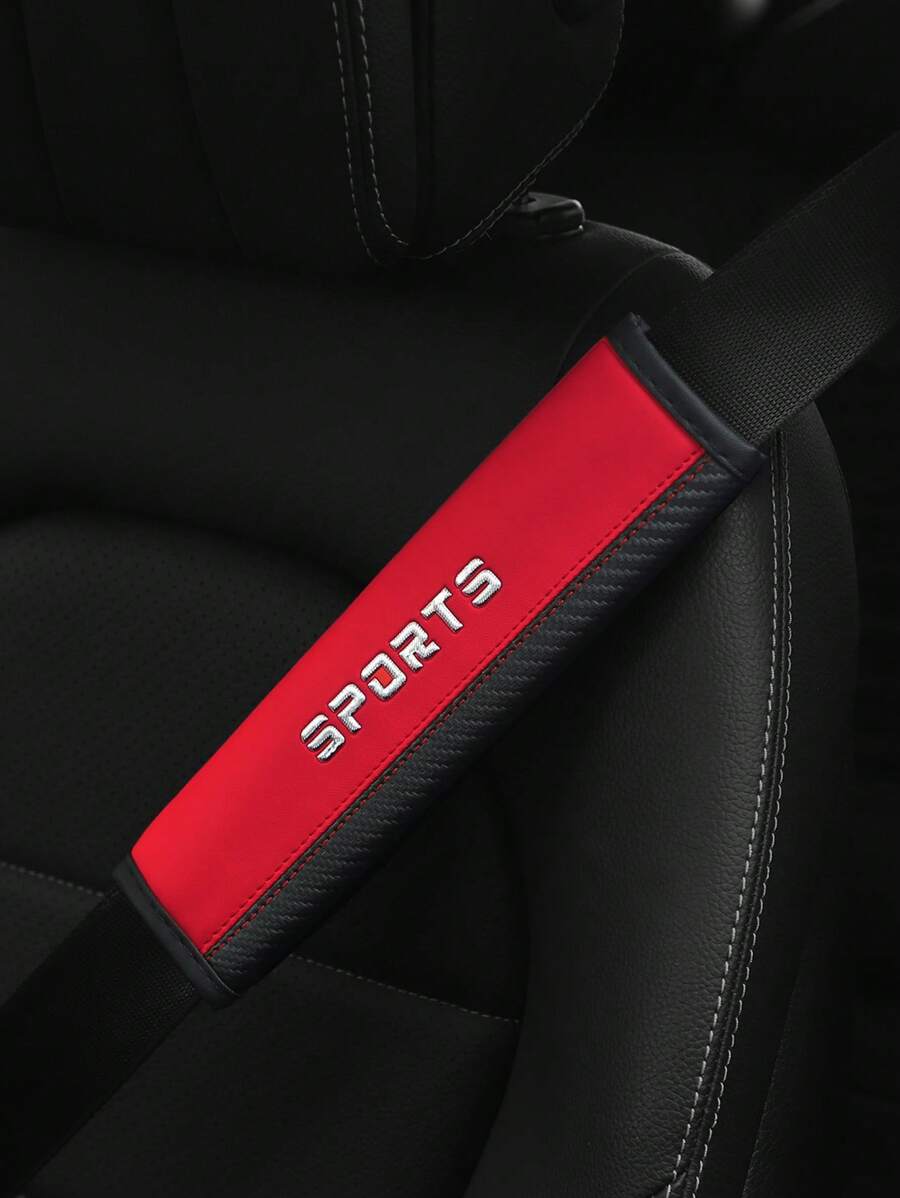 MEIKAXIU 1pc Letter Graphic PU Car Seat Belt Cover - Red - View 1