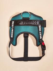 1入組字母貼飾寵物背帶適用於狗狗適用於戶外 - 綠色 - 查看 4