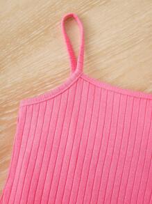 SHEIN Top De Ribete De Punto De Canalé Para Niñas Jóvenes, Conjunto De 3 Piezas - Multicolor - Ver 4