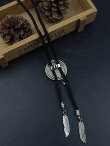 Men Feather Decor Bolo Tie - Multicolor - View 2