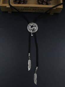 Men Feather Decor Bolo Tie - Multicolor - View 4