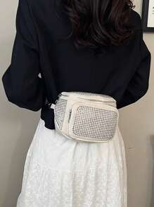 迷你腰包鉚釘裝飾 - 白色 - 查看 2