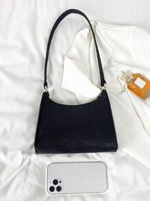 Small Shoulder Bag Solid Black Felt - Black - View 4