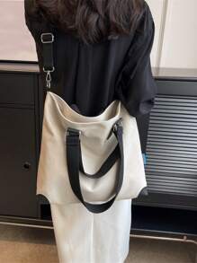 大容量托特包雙把手 - 米色 - 查看 1