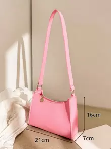 小單肩包素色粉色毛氈粉色 - 粉色 - 查看 5