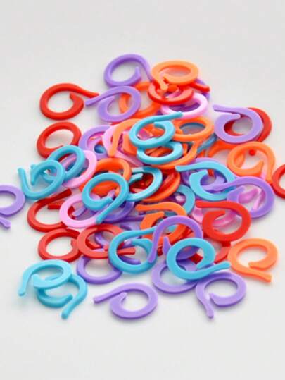 100pcs Random Color Maker Buckle, Simple Plastic Yarn Knitting Ring For Sewing