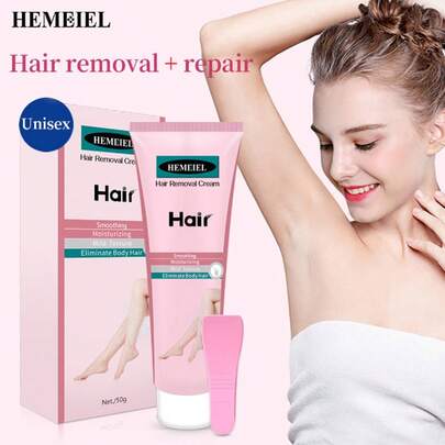 HEMEIEL 1入組50克身體脫毛膏，無痛脫毛，適用於腋下、手臂、腿和手部