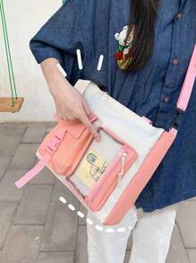 4pcs Bag Set Student Backpack Women Multi-Pocket Canvas Large Capacity Multifunctional School Bag Set For Graduate, Teen Girls, Freshman, Sophomore, Junior & Senior In College, University & High School, Perfect For Outdoors ,Travel & Back To School - Pink - View 4