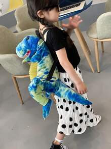 可爱的毛绒恐龙背包 - 藍色 - 查看 2